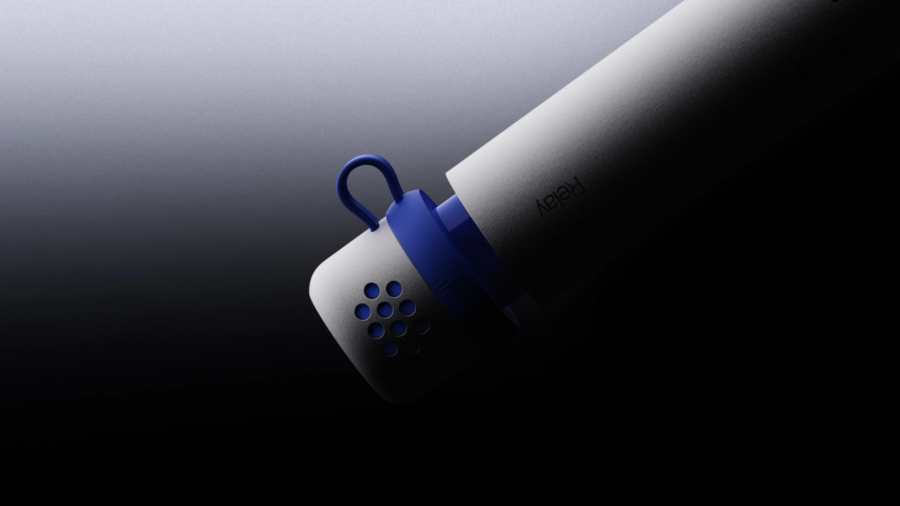 Relay device clipped into its charging dock